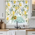 thumbnail image 4 of Summer Lemon Kitchen Window Curtains, Swag Curtains Valance for Bedroom Living Room Bathroom, Yellow Fruits Botanical Spring Floral Rod Pocket Window Treatment Curtain Block Drapes 2 Panels 28"x36", 4 of 9