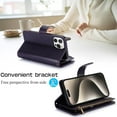 thumbnail image 3 of Allytechgroup Wallet Case for Apple iPhone 12 Pro / 12 6.1", Multiple Cards Slots Zipper Pocket PU Leather with Stylish Pattern Hand Strap Flip Cover Phone Case for iPhone 12 Pro / 12 6.1", Darkpurple, 3 of 7