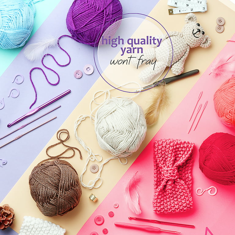 Crochet kit for Beginners| 40 Mini Skeins of Colorful Acrylic Yarn for  Crocheting & Knitting (875 Yards), Storage Bag, 2 Crochet Hooks, 4 Crochet