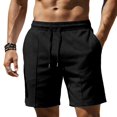 thumbnail image 4 of Yaoyar Mens Cotton Linen Shorts Casual Drawstring 7inch Inseam Shorts Summer Beach Wear, 4 of 5