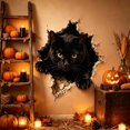 thumbnail image 4 of 3D Black Cat Wall Sticker, Haunting Glowing Eyes Cat Emerging from Torn Wall, Peel and Stick Halloween Decoration for Home and Office, Black Cat, 1 Pack, 4 of 5
