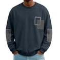 thumbnail image 2 of Awdenio Men T Shirts Oversized Color Block Crewneck Sweatshirt Graphic Long Sleeve Casual Pullover Shirt, 2 of 8