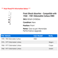 thumbnail image 2 of Front Shock Absorber - Compatible with 1968 - 1981 Oldsmobile Cutlass RWD 1969 1970 1971 1972 1973 1974 1975 1976 1977 1978 1979 1980, 2 of 2