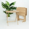 thumbnail image 6 of PJ Wood 5 Pack XL Oversize Tray Table for Living Room or Kitchen, Natural Wood, 6 of 13