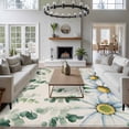 thumbnail image 3 of 5'x7' Area Rugs for Living Room Bedroom, Daisy Eucalyptus Leaves Washable Rug Carpet Runner Indoor Outdoor, Rustic Weeping Botanical Linen Non Slip Floor Mats Area Rug for Kitchen, Nursery, 3 of 8