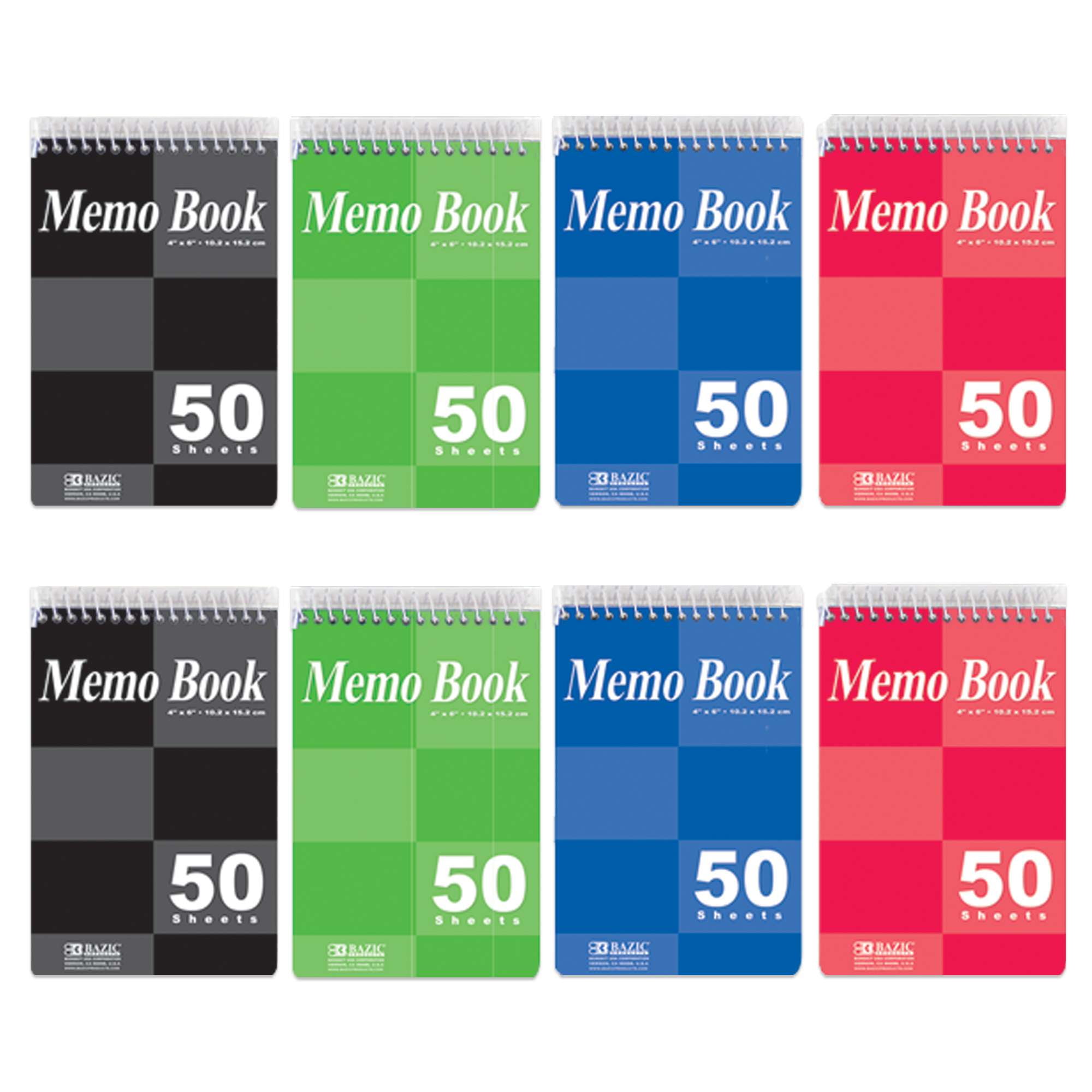 4Pk Spiral Memo Pad Books Narrow Lined Note Books 3" x 5" & 50 Sheets Pages Each