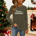 thumbnail image 4 of HOMBOM Christmas Tops for Women Comfy Long Sleeve Army Green Christmas Tree Ugly Crewneck Xmas Ladies T Shirts, 4 of 9