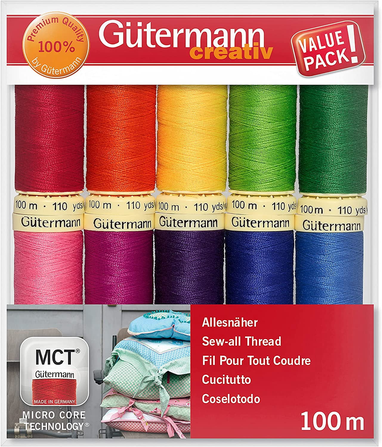 Gutermann Bright Colors 100m Sew-All Thread Set- 10 Spools, 734006-3