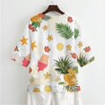thumbnail image 6 of Tutolipy Linen-Look Women's Linen Look Shirt, Tropical Fruit Print Linen-Style Linen-Like Women's Three Quarter Sleeve Top for Vacation Office Spring, Size Large, 6 of 9