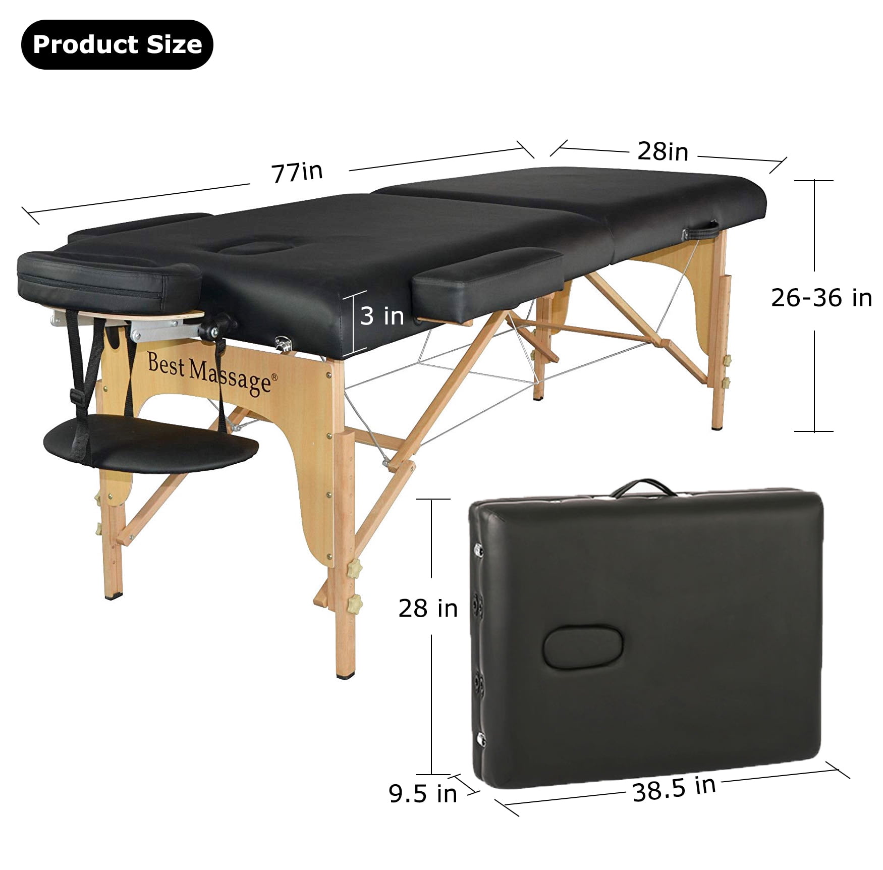 BestMassage New BestMassage Black 77L 3 Pad...