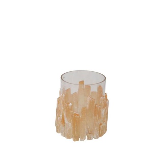 Benzara BM161647 Fine Looking Selenite & Glass Hurricane, Orange