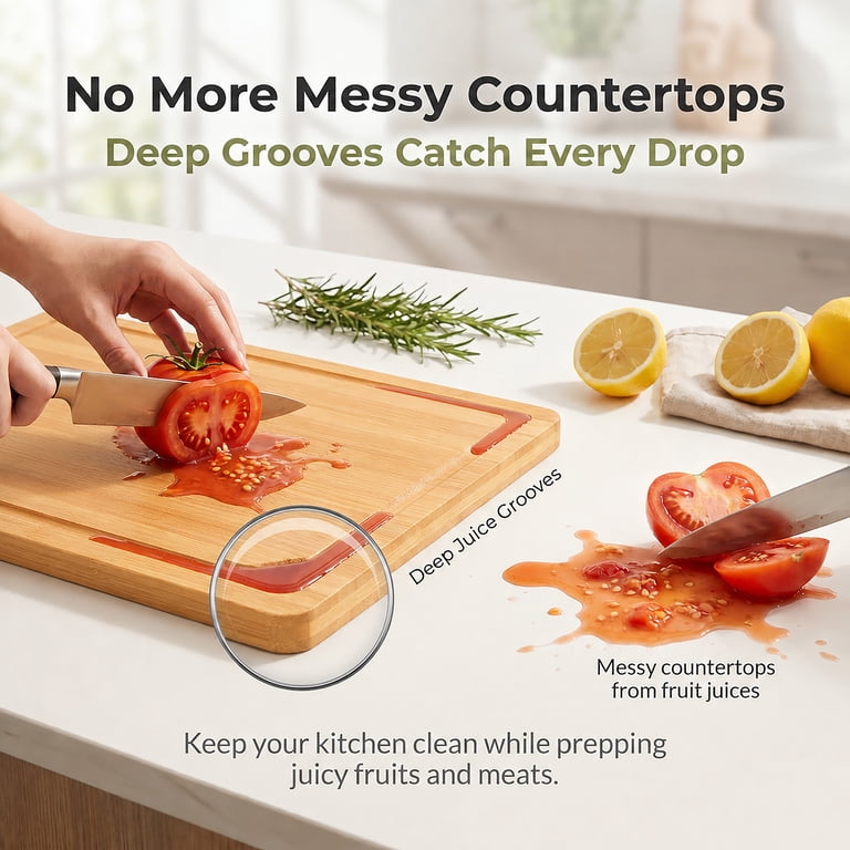 Vesteel Bamboo Cutting Board Set, 3-Piece photo 7