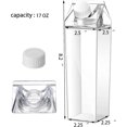 thumbnail image 2 of NOGIS 3 Pack Clear Milk Carton Water Bottle, 500ml / 17 oz Plastic Milk Carton Bottles Square Milk Carton Container Portable Transparent Juice Bottle for Outdoor Sports Travel Camping Activities, 2 of 7