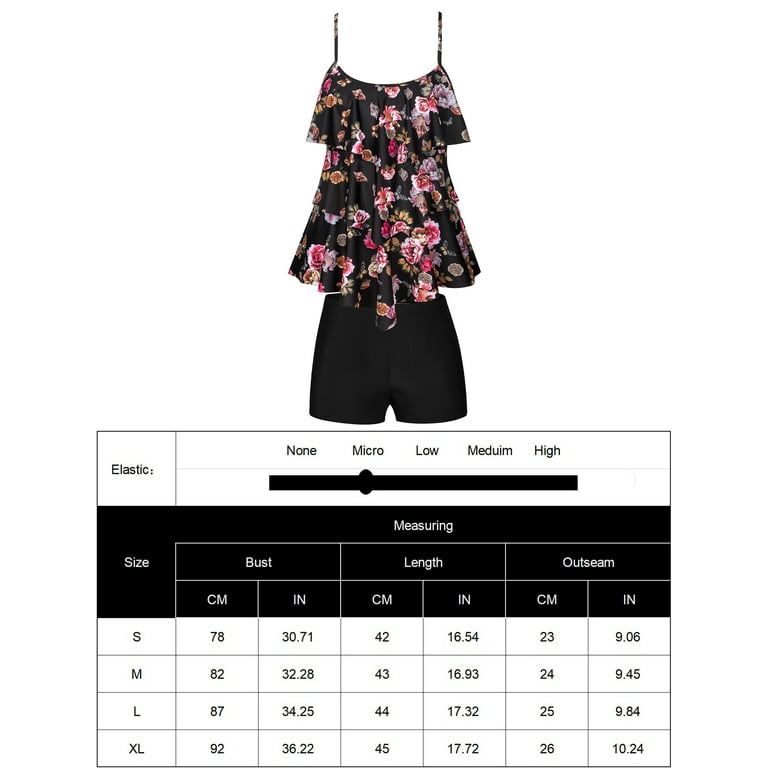 Chama Plus Size Scoop Neck Tankinis Bathing Suits for Women 2-Piece Boy  Shorts Swimsuit 