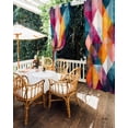 thumbnail image 5 of nqOlkjepod Outdoor Curtains for Patio Waterproof, Colorful Shabby Rhombus Outdoor Privacy Panels Grommet, Vintage Color Block Blackout Outside Curtains for Porch/Cabana/Pergola 54"x84", 2 Panels, 5 of 8