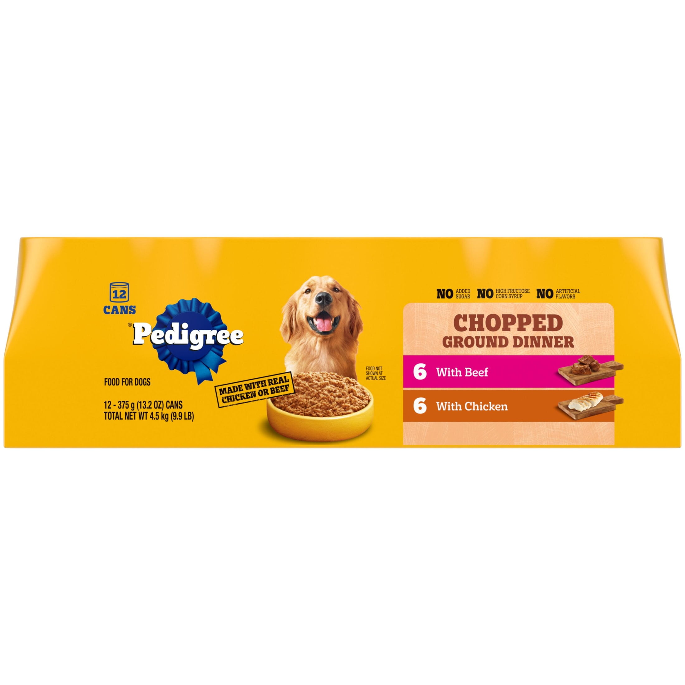 Pedigree Chopped Ground Dinner Chicken & Beef Variety Pack Wet Dog Food, (12) 13.2 Oz Cans