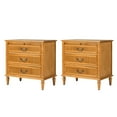 thumbnail image 7 of Farmhouse 3-Drawer End Table Set of 2 with Charging Station and Pull-Out Tray, Solid Wood Living Room Accent Tables for Sofa, Recliner, or Chair, Acorn, 7 of 7
