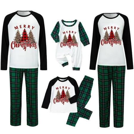 

VALMASS Christmas Pjs Matching Sets Couple Pajamas Outfits Adults Raglan Sleeve Shirts Family 2PC Homewear Sets (Baby:3M A Style)