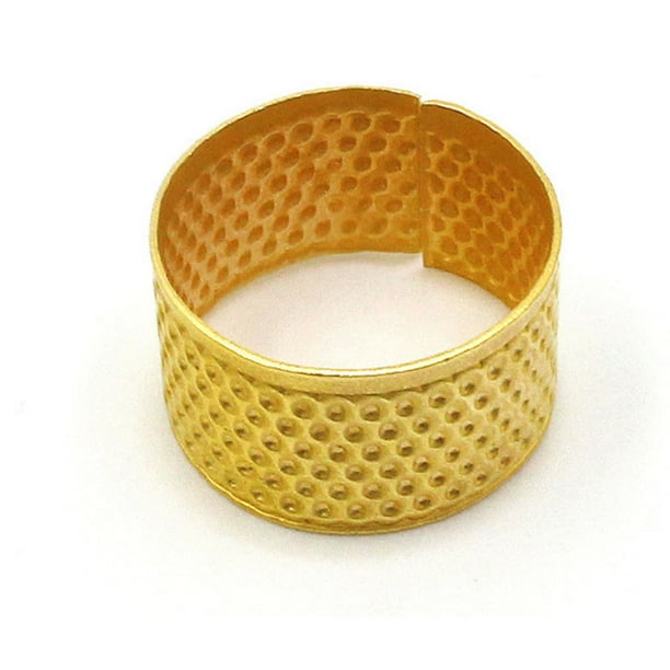 Cateissary Anillos de tejer Dedal de protección para los dedos Ajustable Especialmente diseñado Portátil Portátil Protección Herramientas de Suministros de marroquinería Anillo Oro Normal