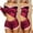 Red, variant on SwiftWear 2 Pack Womens Pajama Sets Sleeveless V Neck Sleepwear Top with Shorts Soft Satin Colorblocked Lounge Sets, Black S