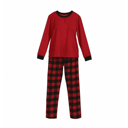 

Christmas Family Matching Pajamas Set Basic Red Tops and Plaid Pants Xmas Sleepwear Homewear Set