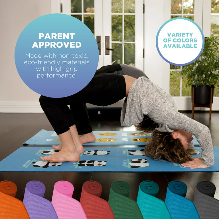 Bean Products Kids Size Sticky Yoga Mat, 3mm Thick (⅛”) x 60” L x 24” W, Non-Toxic, SGS Certified, Non-Skid & Non-Slip Eco-Friendly Exercise or  Playtime Mat