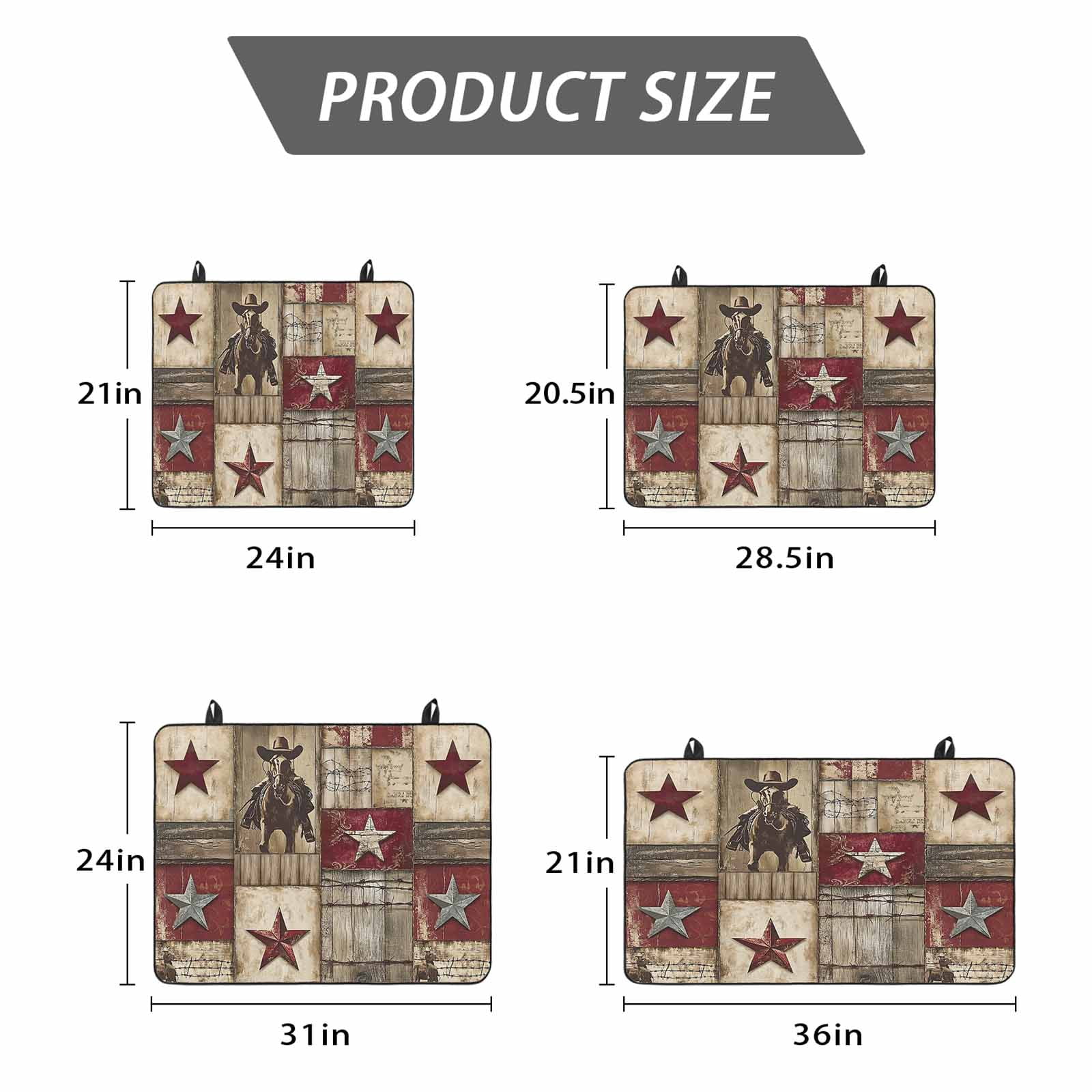 Texas Star Vintage Stove Top Cover for Electric Stove, Heat-proof & Non Slip Glass Top Stove Cover Protector, Western Cowboy Country Wooden Kitchen Flat Cooktop Rubber Mat 24x21 Inches
