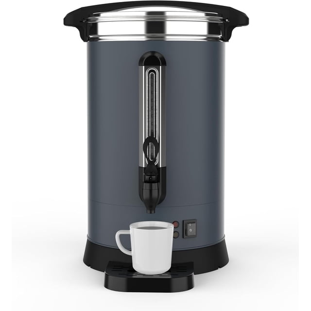 Eastvita 120-Cup Coffee Urn - 18L (4.8 Gal) Large Coffee Maker/Double-Wall Stainless Steel/Thermally Insulated/Quick Electric Coffee Maker in Gray