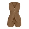 thumbnail image 6 of Qingpeng Womens Two Piece Sets Sleeveless V Neck Button Down Tank Tops and Shorts Business Casual Office Work Fashion Outfits, 6 of 6