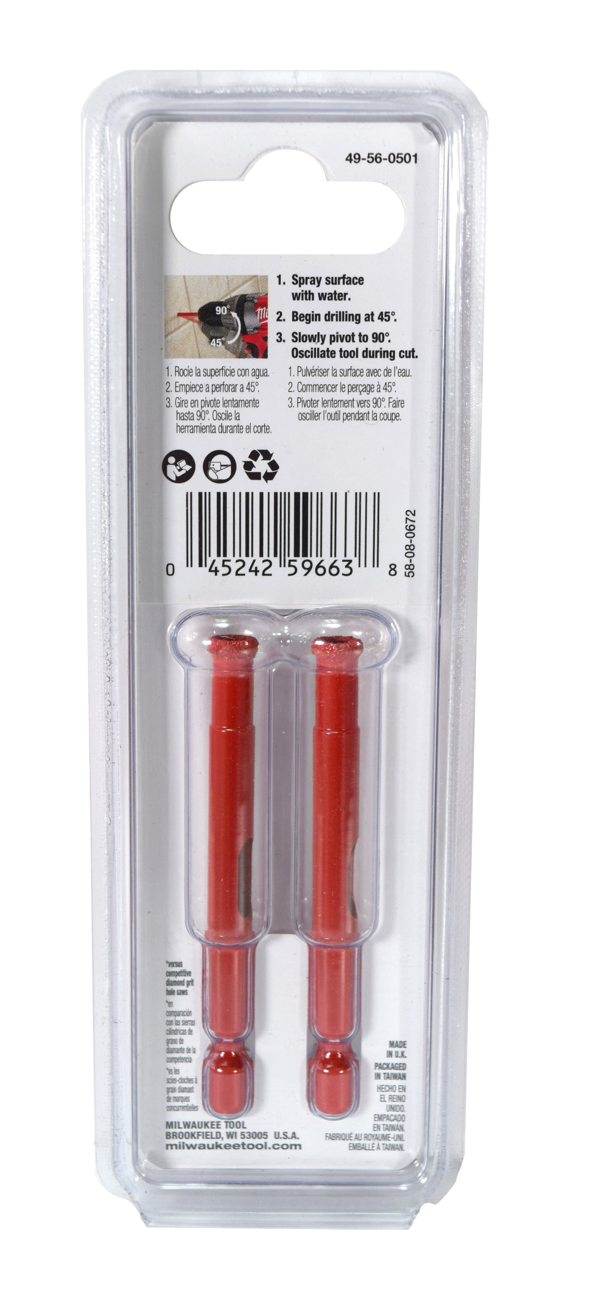 Milwaukee 49-56-0501 Diamond MAX 1/4" Diamond Grit Hole Saw PK