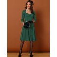 thumbnail image 3 of Unique Bargains Women's Vintage Sweetheart Neck 1950s Retro Cocktail A-Line Dresses XS Dark Green, 3 of 6