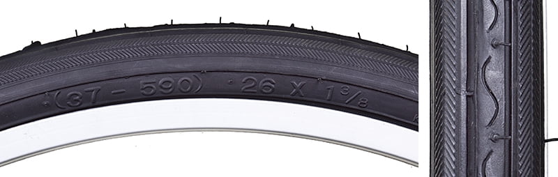 ORIGINAL BICYCLE DURO TIRE IN 26 X 1 3/8 BLACK/WHITE SIDE WALL DB-7032. NEW 