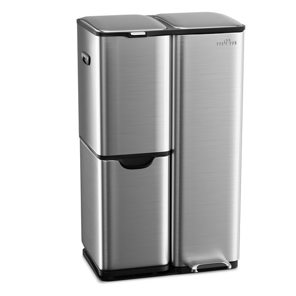 mVm 16 Gal 3 in 1 Kitchen Step Trash Can, Heavy Duty Anti Fingerprint Brushed Recycling Bin for Office