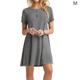 thumbnail image 1 of Vestido Mujer Verano Camiseta Larga Vestido De Manga Corta De Color Sólido, Gris, M Advancent AP001906-07, 1 of 4