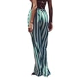 thumbnail image 3 of Women Drawstring Striped Pants Loose Wide Leg Trousers Casual Low Waist Pants Comfy Lounge Pants with Pockets Green S, 3 of 8