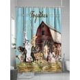 thumbnail image 5 of Farm Barn Shower Curtain, Cow Pig Horse Sheep Farmhouse Animal Wood Board Waterproof Shower Curtain Set with 12 Hooks Lightweight Washable Fabric Shower Curtains for Bathroom 72x72 Inches, 5 of 6