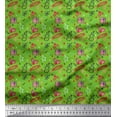 thumbnail image 1 of Soimoi Green Poly Georgette Fabric Snowman,Candies & Gift Box Christmas Printed Craft Fabric by the Yard 52 Inch Wide, 1 of 3