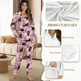 thumbnail image 6 of DISNIMO Cat Printed Women 2 Piece Pajama Set Button Down Long Sleeve Sleepwear and Wide Leg Pants with Pocket Fashion V Neck Halloween Ladies Lounge Sets, 6 of 6