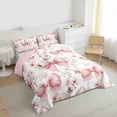 thumbnail image 3 of Homewish Cartoon Bowtie Ribbon Bedding Comforter Set,Rustic Flower Floral Twin Comforter Sets,Pink White Bedding Set For Girls Kids,Ultra Soft Home Decor Reversible,2pcs, 3 of 8