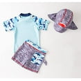 thumbnail image 4 of Styles I Love Kid Boys Shark Printed Short Sleeve Rash Guard Set and Sun Hat 3pcs Multicolored Swimsuit Beach Bathing Suit (5T), 4 of 8