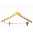 thumbnail image 1 of Gancho Triangular DE Madera para Ropa, Sacos, Faldas O Pantalon Color Maple con Pinzas METALICAS | 10 PZAS., 1 of 8