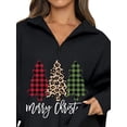 thumbnail image 4 of DYMADE Women Christmas Printed Casual Zipper Lapel Sweatshirt Top, 4 of 4