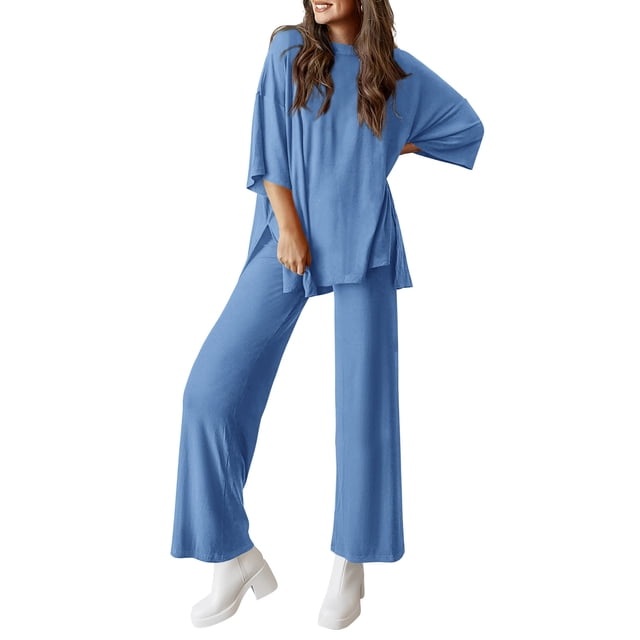 Conjunto de Chándal PRETTYGARDEN de Dos Piezas para Mujer, Color Celeste, Talle XL