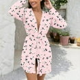 thumbnail image 2 of AINIYS Women Robes Short Lightweight Robe Soft Long Sleeve V Neck Sleepwear Casual Belt Bathrobe Printed Loungewear Pink Pajamas for Women _a XXL, 2 of 6