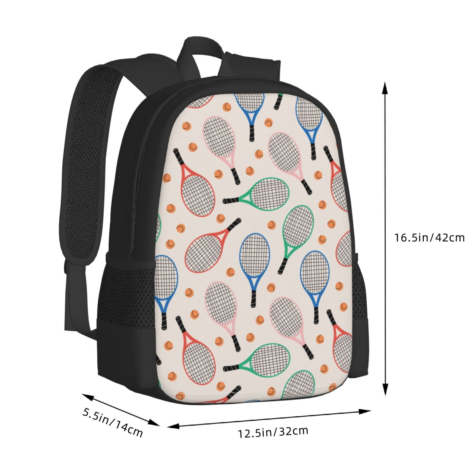 Ratiio Cute Tennis Racket Backpack for Men and Women - Durable 600D Oxford Cloth -Large Capacity, Water-Resistant School, Travel, and Hiking Bag