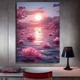 thumbnail image 3 of Mudket Pink Lotus Cherry Blossom Sunset Canvas Wall Art, Framed Ready to Hang, Floral Landscape Wall Decor for Living Room Bedroom - 12"L x 8"W, 3 of 10