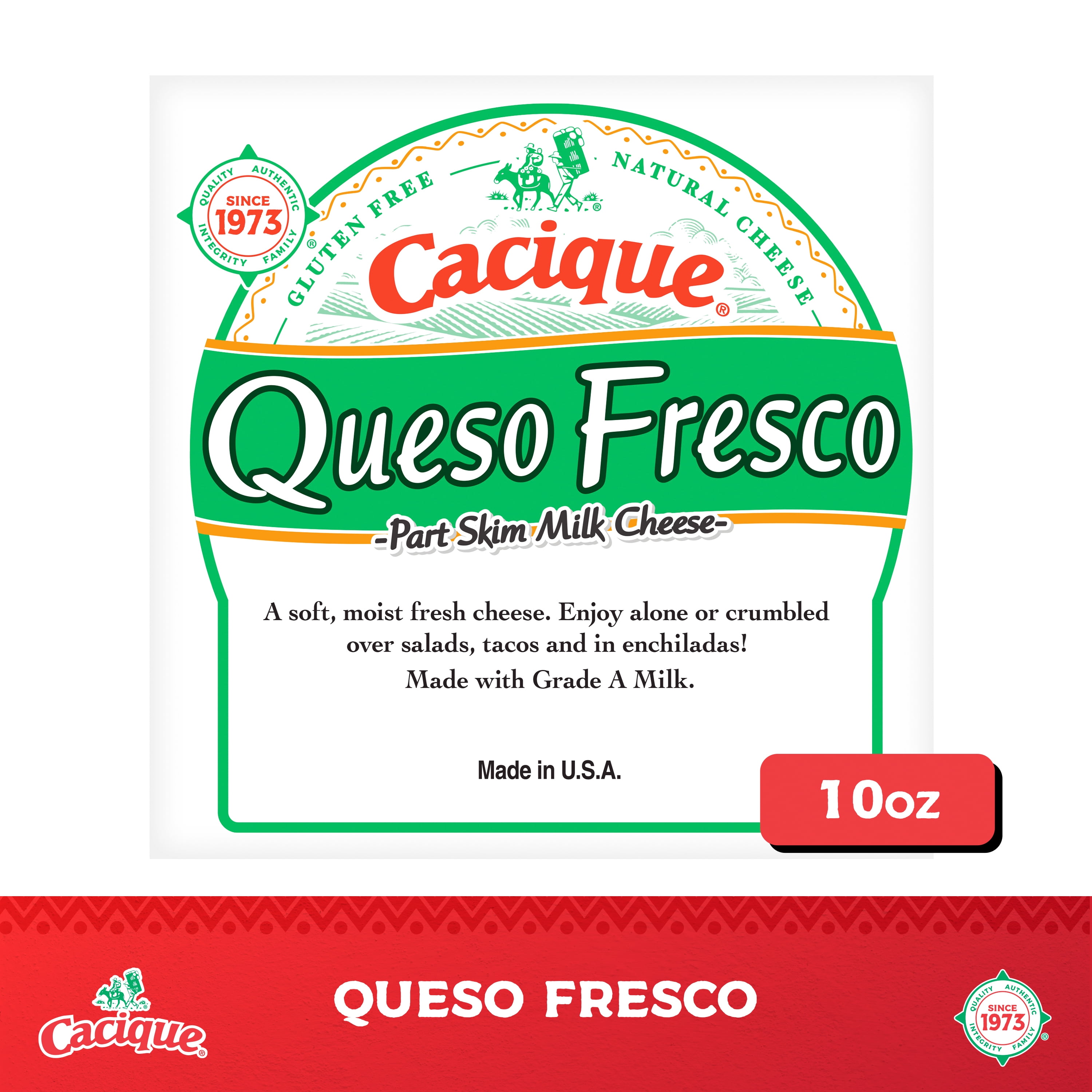 Cacique Queso Fresco Part Skim Milk Mexican Cheese, 10 oz