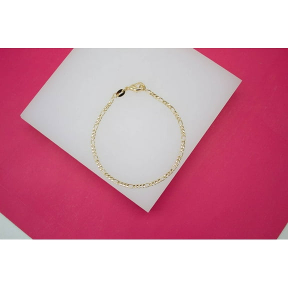 18K Gold Filled 2mm Figaro Bracelet (I250)