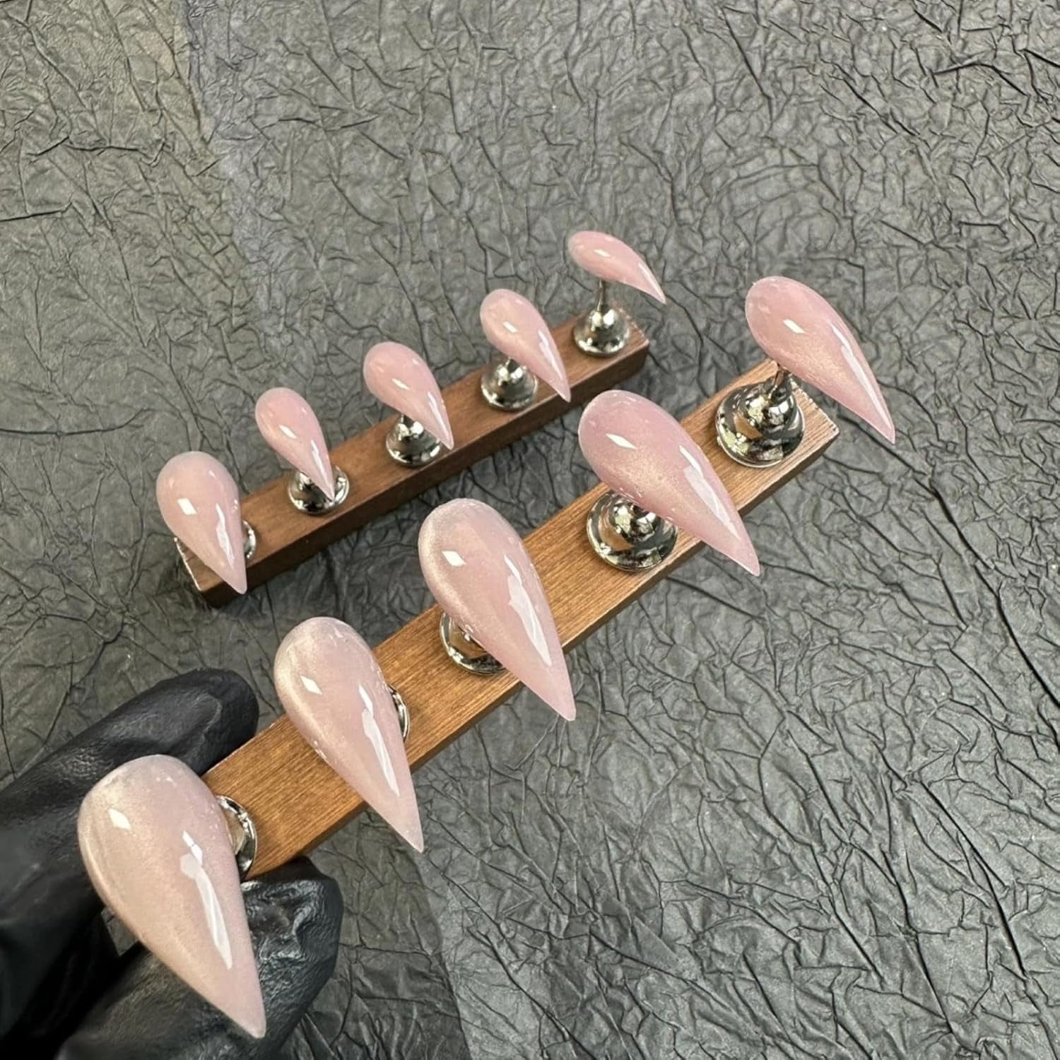 Cat Claw Press on Nails Handmade Stiletto Short Pink Cat Eye Reusable Cute Thick Acrylic Press on Nails Cat Dragon Claw False Nail Glossy Glue on Nail