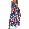 thumbnail image 1 of Vestido sin mangas con mosaico de bandera acadia Vestido largo sexy para mujer Vestidos de verano para mujer, 1 of 7